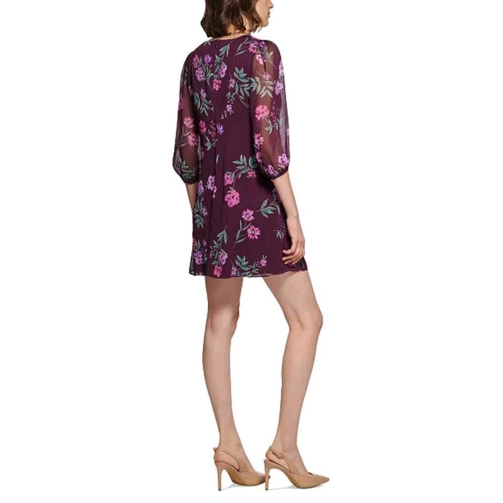 Calvin Klein Purple Floral Sheath Dress Flowy Size 4 New Without Tags